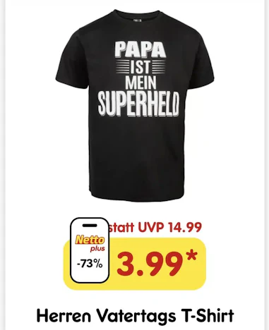 Netto App: Papa ist mein Superheld (T-Shirt für 3,99 €)