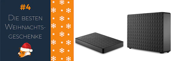 Geschenkidee für Väter: externe Seagate-Festplatten mit 3 oder 5 TB
