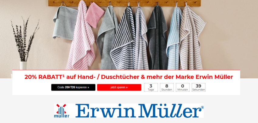 Flauschiges Upgrade fürs Bad! 🧼 20% Rabatt auf Erwin Müller Handtücher, Duschtücher &amp; Co. 🧺