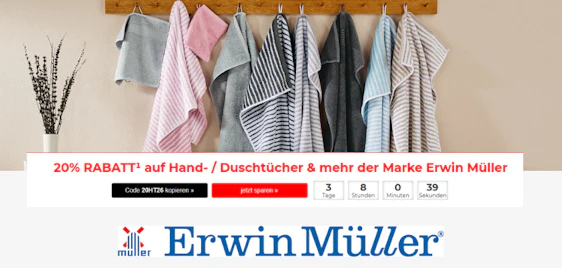 Flauschiges Upgrade fürs Bad! 🧼 20% Rabatt auf Erwin Müller Handtücher, Duschtücher & Co. 🧺