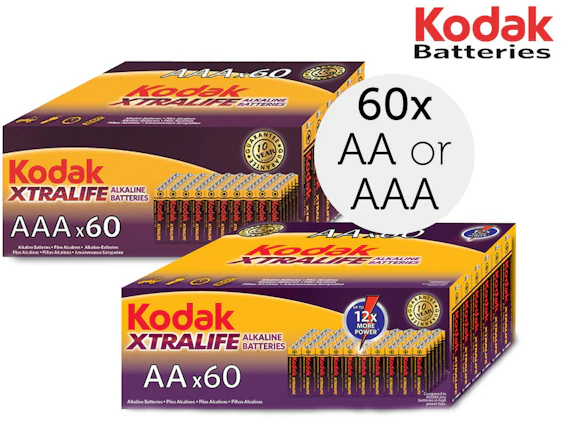 60x Kodak Alkaline-Batterien (AA oder AAA) für nur 22,90 EUR inkl. Versand
