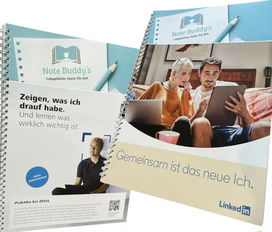 Collegeblöcke gratis bei Note Buddy`s für Schüler:innen und Studenten:innen!!!