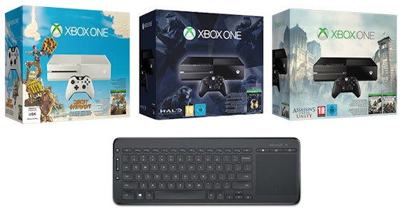 Xbox One Bundles für je 304€ - Xbox One + Spiel + Microsoft All-in-One Media Keyboard
