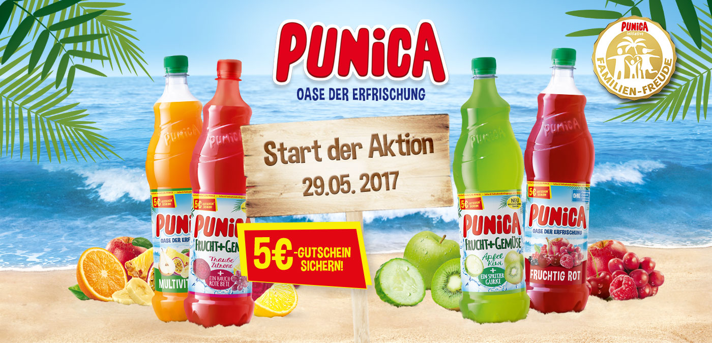 5€ Gutschein beim Kauf von 6 x1,25l Punica