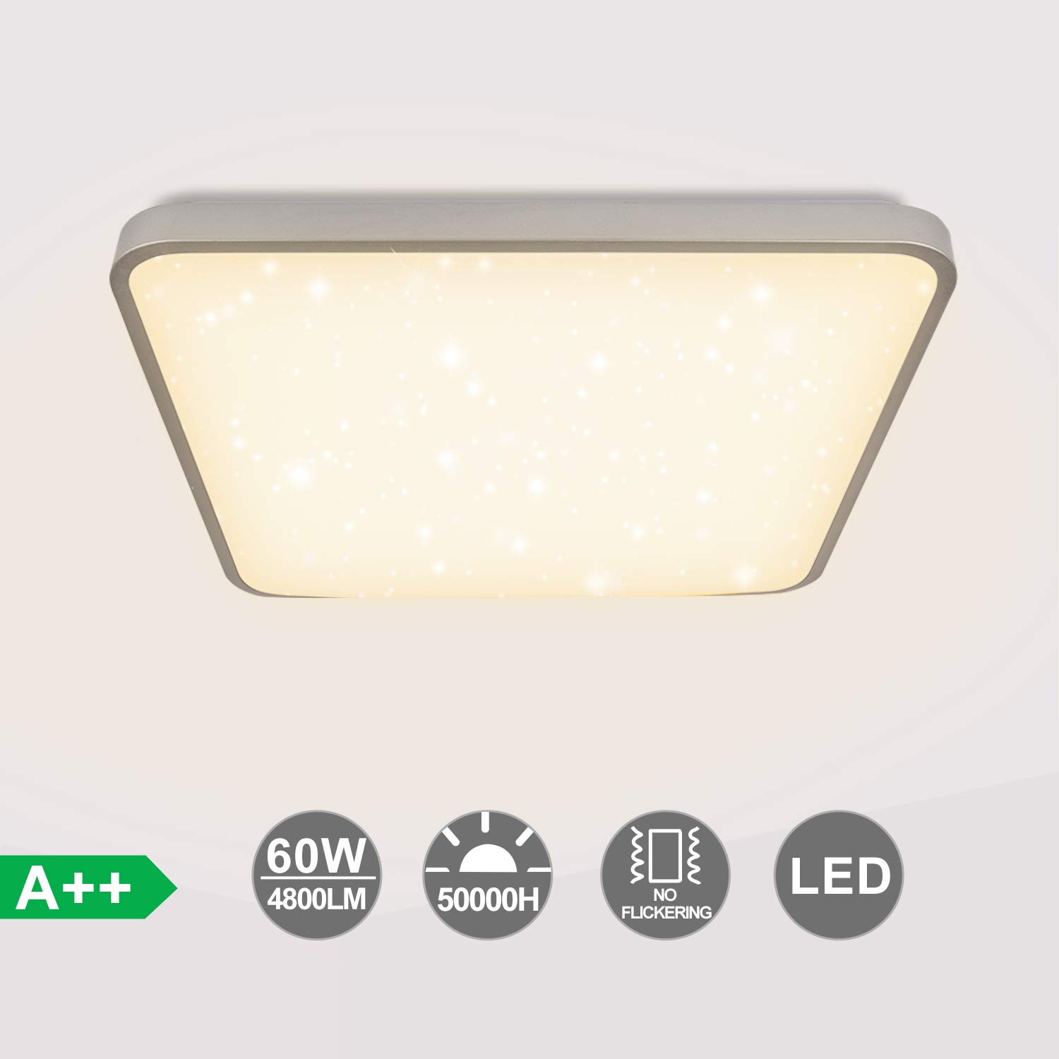 VINGO 60W Warmweiß Wohnzimmerlampe, 60W, 4800LM, 3200K, IP44