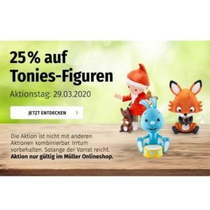 Heute bei Müller.de: 25 % Rabatt auf Tonies-Figuren