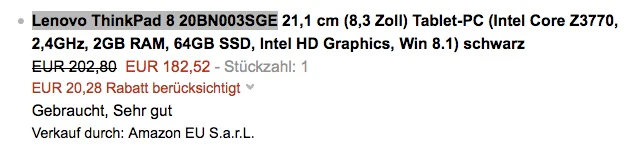 Amazone Warehousedeals mit Rabatt