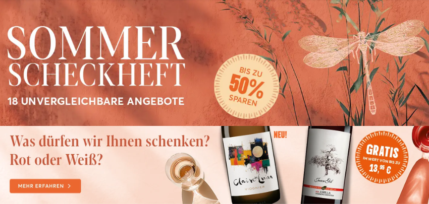 Wein GRATIS 🍷 Sommer-Scheckheft pflegen - exklusiv &amp; limitiert bei vinos