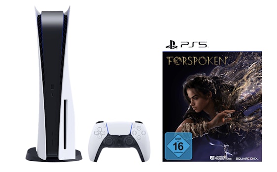 🎮 Sony PlayStation 5 (Disc-Edition) + Forspoken für 569€ - 825 GB Speicher, mit Wireless-Controller