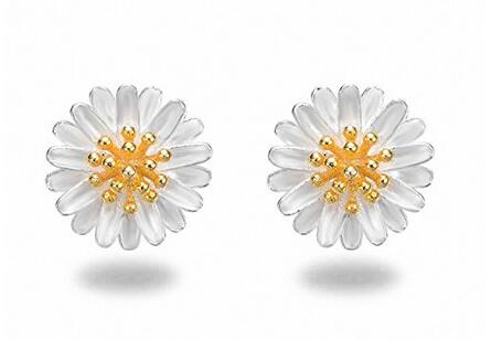 Kinder/Damen Ohrstecker Ohrringe 925 Sterling Silber mit zarten Gänseblümchen