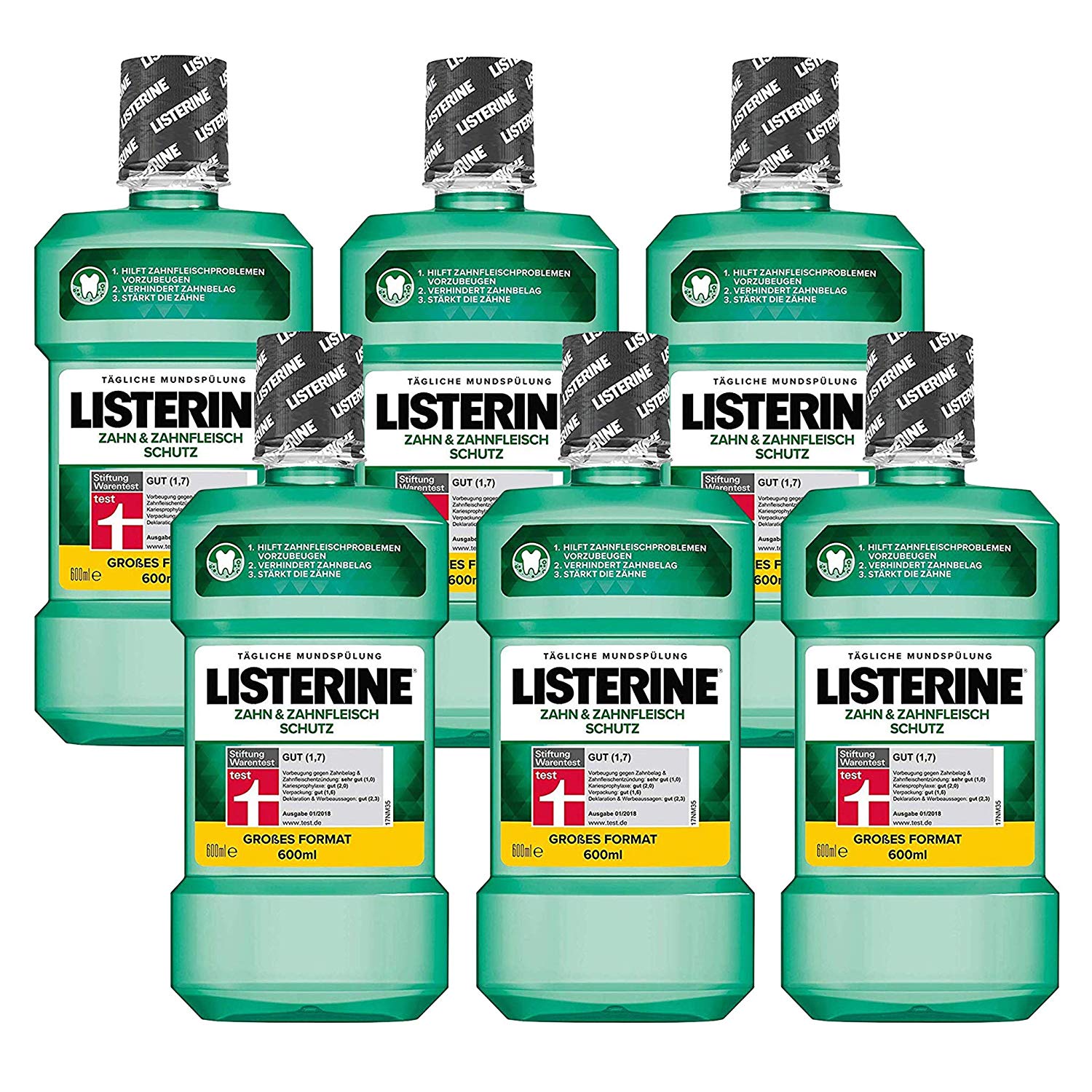 6 x 600 ml Listerine Mundspülung
