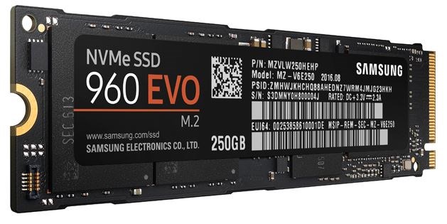 Samsung 960 EVO M.2 SSD - 250GB [PCIe 3.0 NVMe] für 77 EUR inkl. Versand
