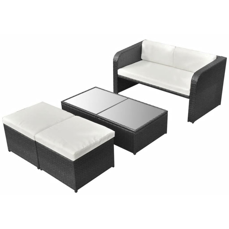 VidaXL Gartensofa-Set 9-tlg. schwarz Poly Rattan (42481): Spart 279,34€