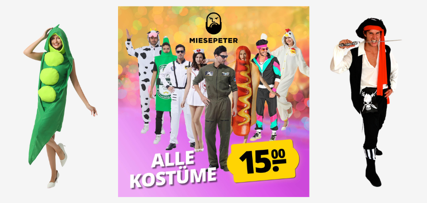 Alle Miesepeter Kostüme für 15€ zzgl. Versand | 30 Kostüme &amp; Accessoires