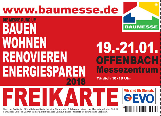 Freikarten für die Baumesse in Offenbach  vom 19. - 21. Januar