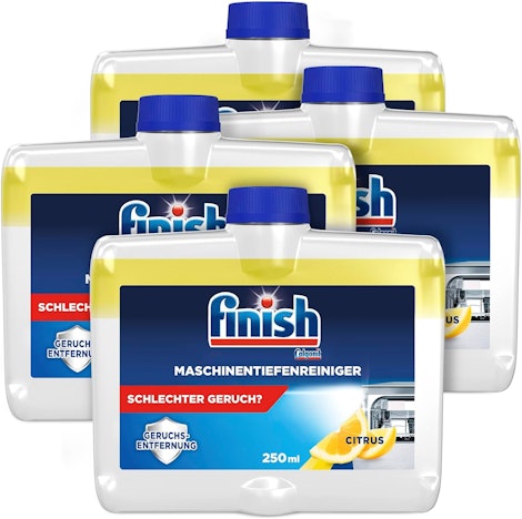 Finish Maschinentiefenreiniger Citrus (4 x 250ml) ab 9€ - flüssiger Maschinenreiniger gegen Kalk und Fett für eine saubere Spülmaschine