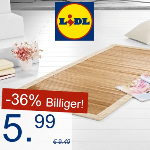 LIDL -TagesDeal- MERADISO Bambusteppich 70 x 140cm (3 Farben wählbar) für 5,99€ statt 9,49€ (-36%)