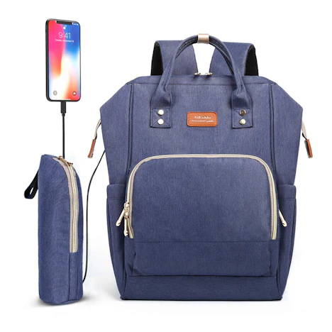 Baby Wickelrucksack Wickeltasche Rucksa 26L mit USB-Ladeanschluss (Blau)
