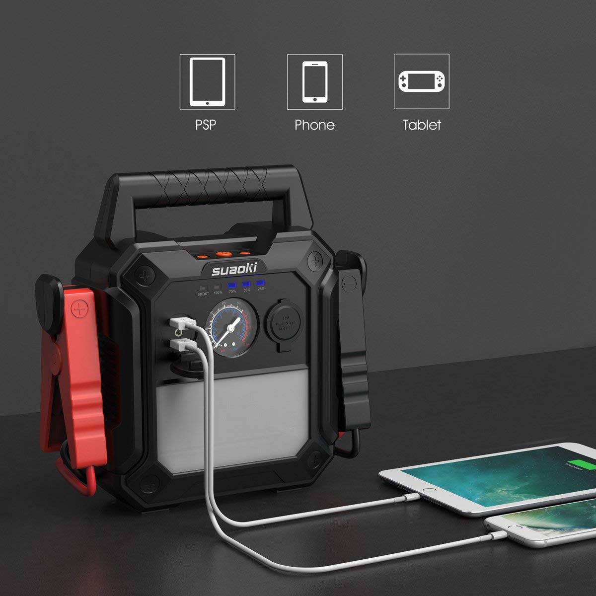 Auto Starthilfe 2000A - Peak Amps 4-in-1