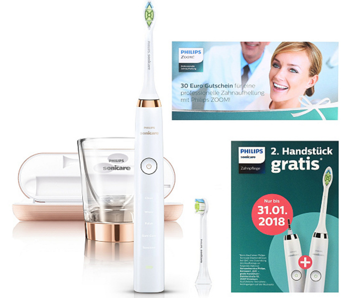 Philips Sonicare Diamond Clean mit 2. Handstück + 30€ ZOOM! Gutschein für 130€ - fünf Farben zur Auswahl