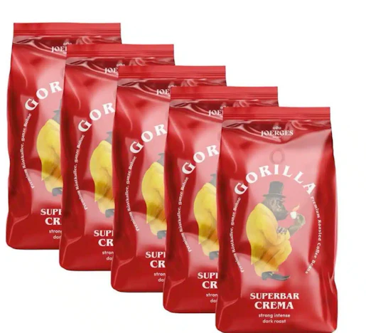 Joerges Espresso Gorilla Super Bar Crema Kaffeebohnen 5x1kg für 80,16€(statt 95,08€)