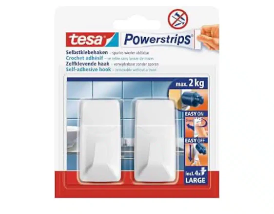 tesa Powerstrips Haken Large ECKIG - 2 kg Halteleistung in weiß für 2,84€(statt 5,90€)