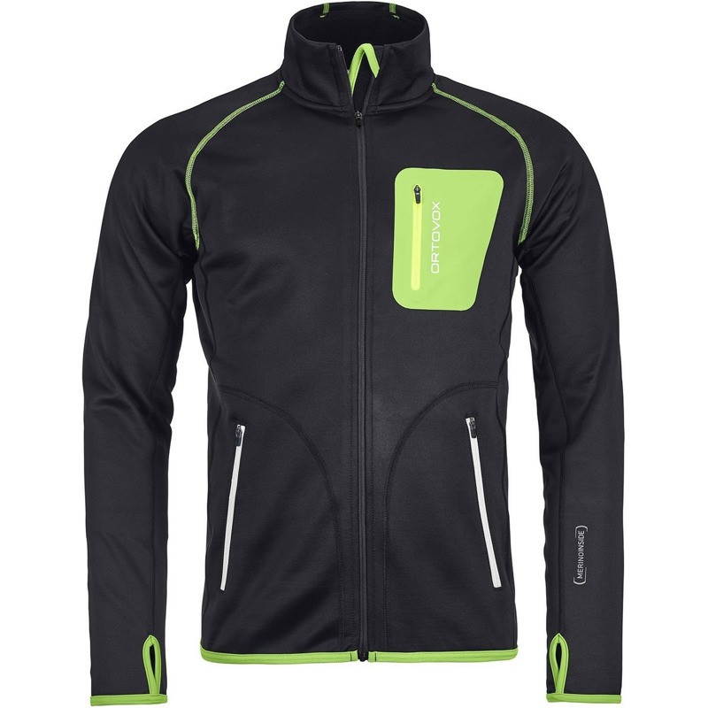 Ortovox Merino Fleece Jacket Men black raven/green mit 40,64€ Preisnachlass