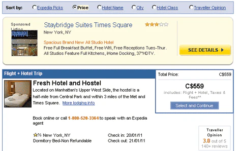 expedia price