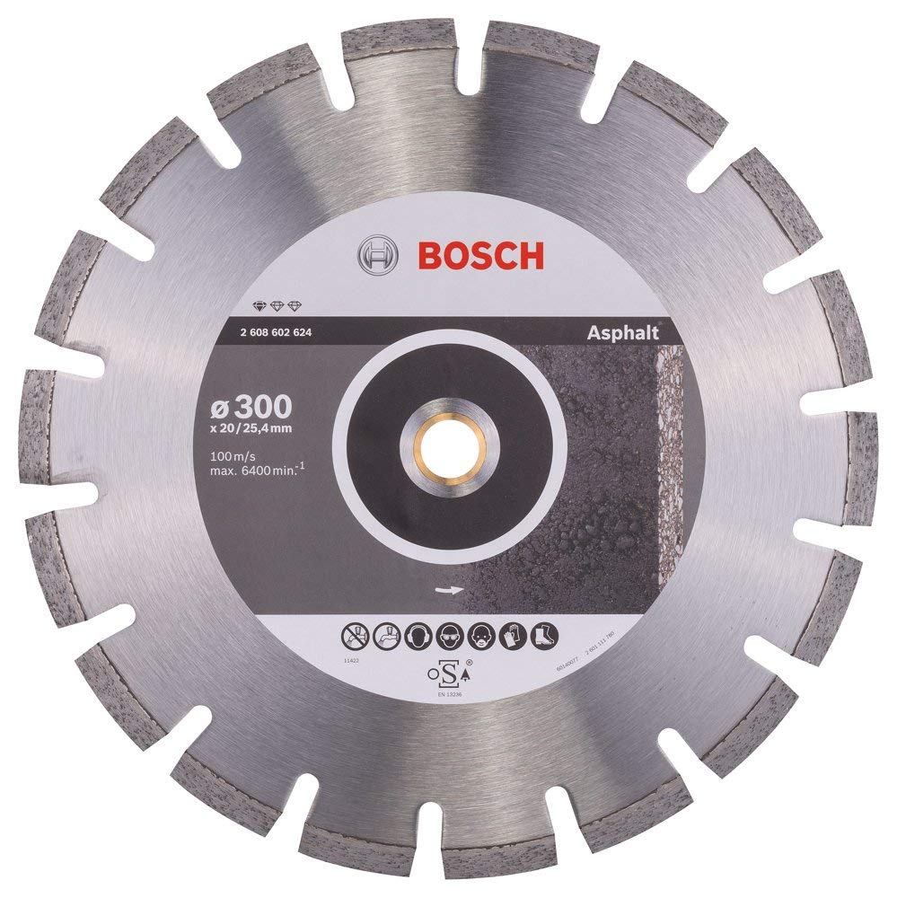 BOSCH Diamanttrennscheibe Standard für Asphalt, 300 x 20/25,40 x 2,8 x 8 mm, 2608602624