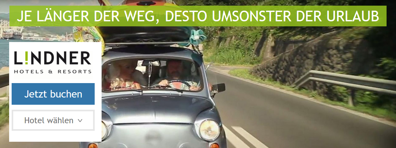 *Vorbei*Urlaub für (fast) lau? Pro 100km Anreise 10% Rabatt bei Lindner Hotels &amp; Resorts