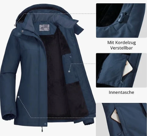 OutPro Damen Skijacke Winter Schneemantel Warm Fleece Mountain Wasserdichte Damenjacke Snowboardjacken