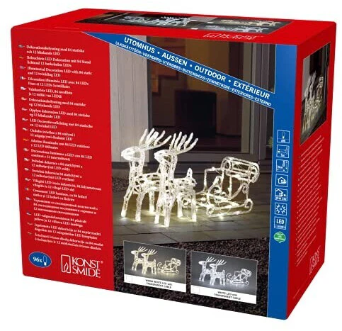 Konstsmide LED Acryl-Rentiere mit Schlitten warmweiß (6192-103) mit 22% Ersparnis