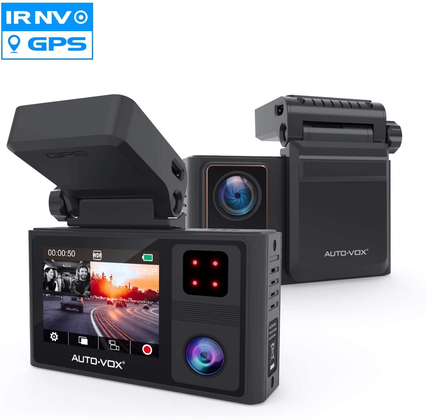 1080P Dual Dashcam mit GPS&amp;Infrarot Nachtsicht