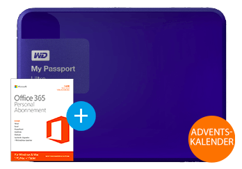 WD My Passport Ultra 1 TB Blau inkl. Office 365 (1 User) für 65€