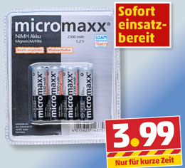 Ready-to-use Akkus für 3,99€ bei Penny - nachgemachte eneloops