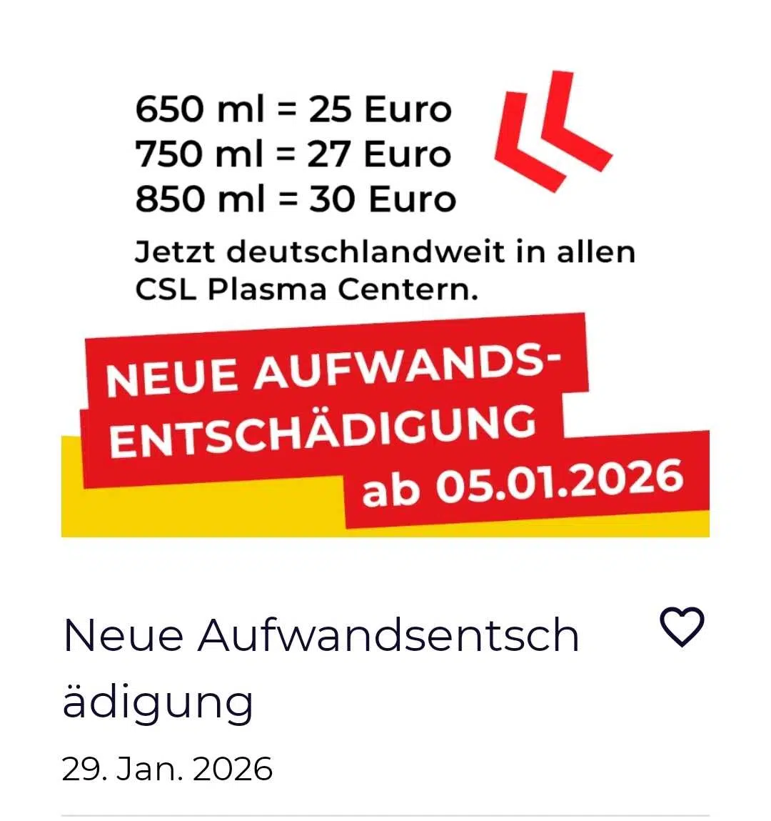 CSL Plasma Spenden - 150€ Bonus für Neuspender