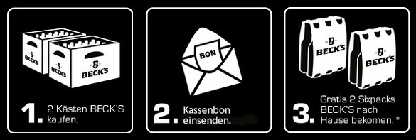 2 Kästen Beck's kaufen und 2 Sixpacks gratis nach Hause geliefert bekommen