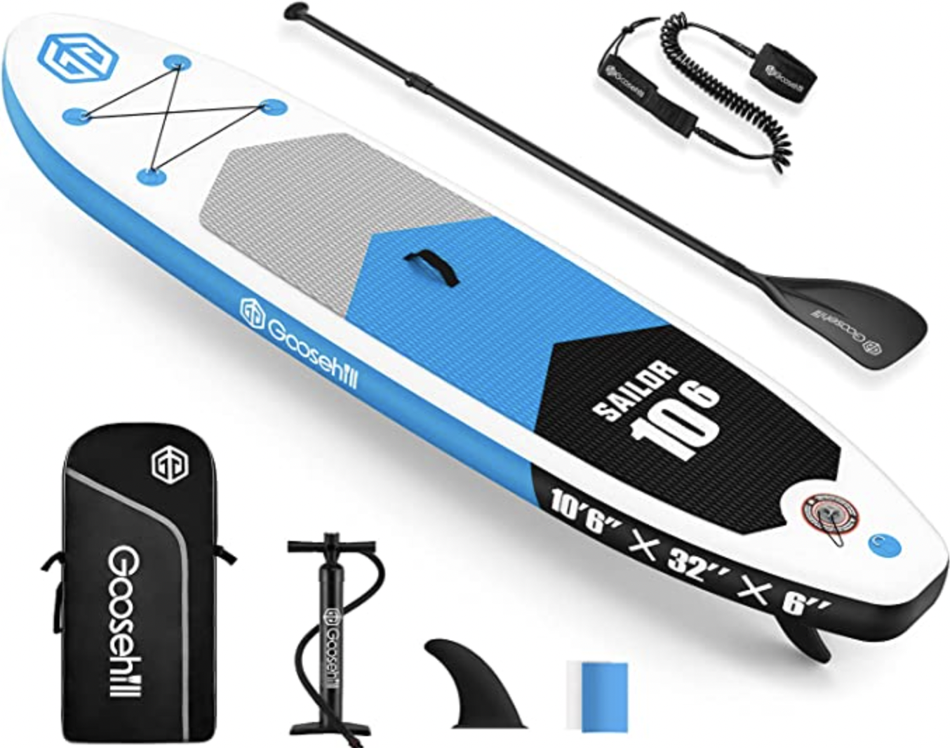Goosehill Sailor Premium SUP für 289€ - Board-Set mit Pumpe, Rucksack und Zubehör, 10 'x 32" x 6"