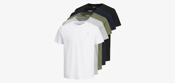 Günstig wie nie! 👕 5er-Pack Jack & Jones T-Shirts für 31€ (= 6€/Stück) 🌈