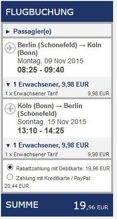 Inlandsflüge mit Ryanair: Flüge zwischen Berlin und Köln ab 9,98€