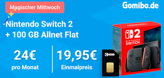 SCHNELL ⏰🎮 Nintendo Switch 2 + 100GB Congstar-Flat effektiv 4,75€ mtl.