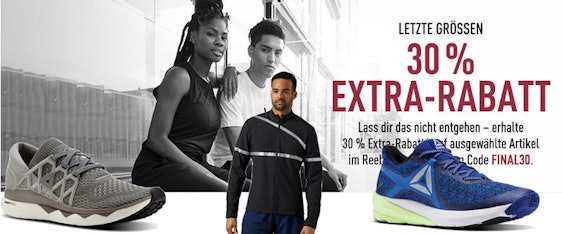 30% Extra-Rabatt auf Lucky Sizes bei Reebok - z.B. Reebok OSR Grasse Road für 47€