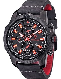 Detomaso Herren-Armbanduhr AIRBREAKER Chronograph Black/Red Analog Quarz Leder DT-YG101-A für 129,- EUR inkl. Versand