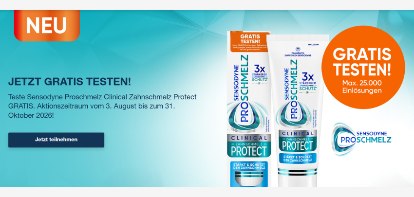 Gratis testen! 🪥 Sensodyne Proschmelz Clinical Zahnschmelz Protect kostenlos