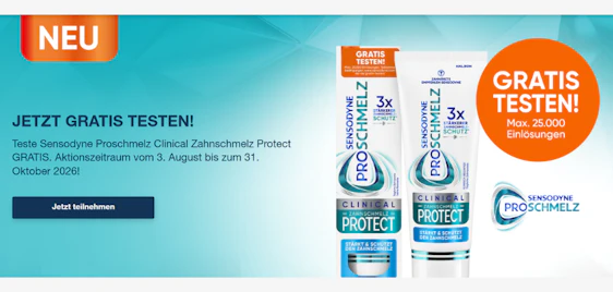 Gratis testen! 🪥 Sensodyne Proschmelz Clinical Zahnschmelz Protect kostenlos