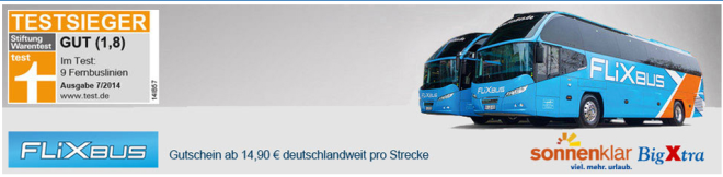 FlixBus Gutschein - alle Strecken durch ganz Deutschland für 14,90€ *UPDATE*