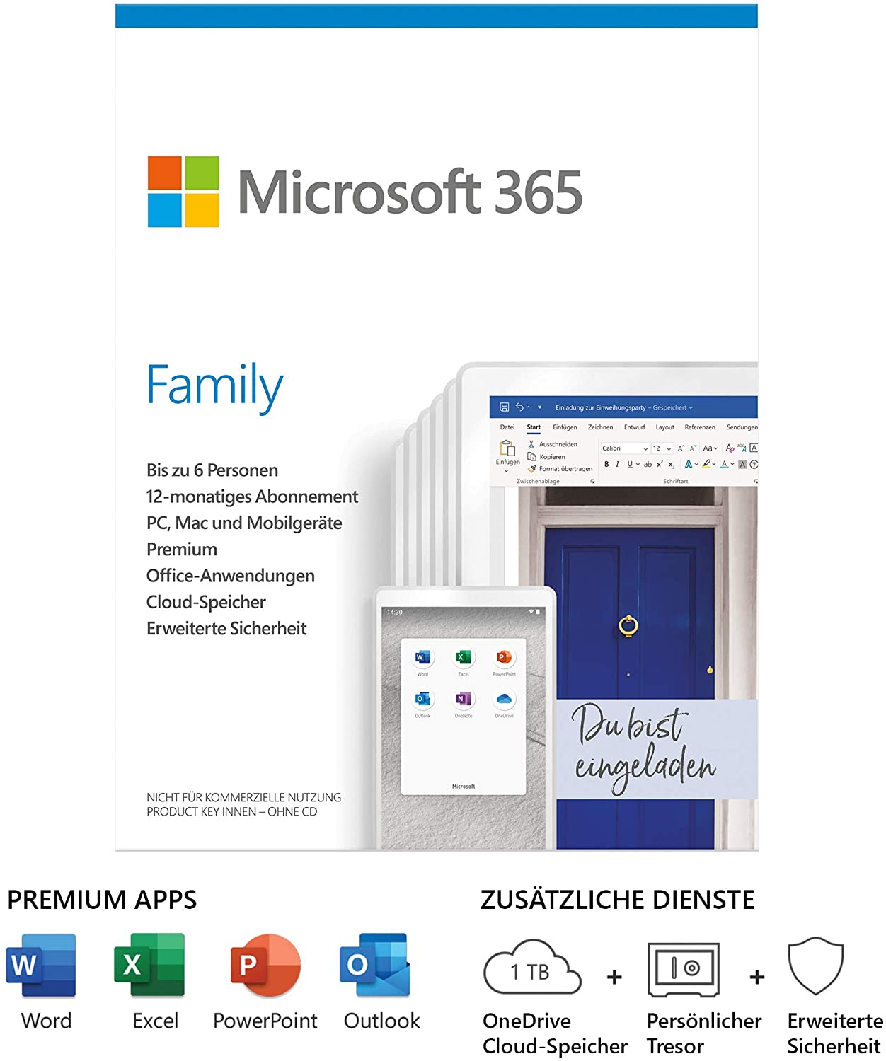 Microsoft 365 Family | 6 Nutzer | Mehrere PCs/Macs