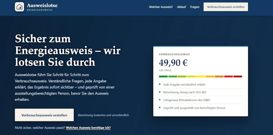 Verbrauchsausweis – nur 49,90 € (statt 69,90 €) – jetzt noch absichern!