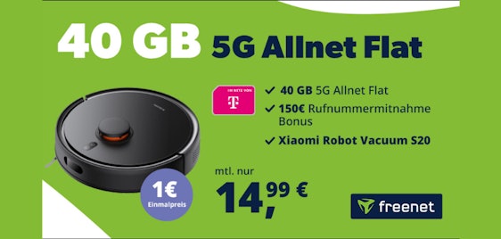 Nur 14,99€/Monat 👀 Xiaomi Robot für einmalig 1€ mit 40GB Telekom Allnet Flat