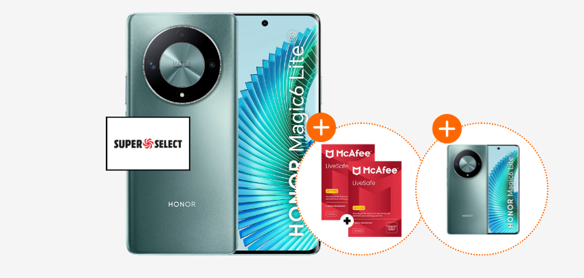 Eff. über 180€ Ersparnis 🤯 2x Honor Magic 6 Lite mit 25 GB Telefónica-Allnet für 11,99€ im Monat | inkl. 2x McAfee LiveSafe 